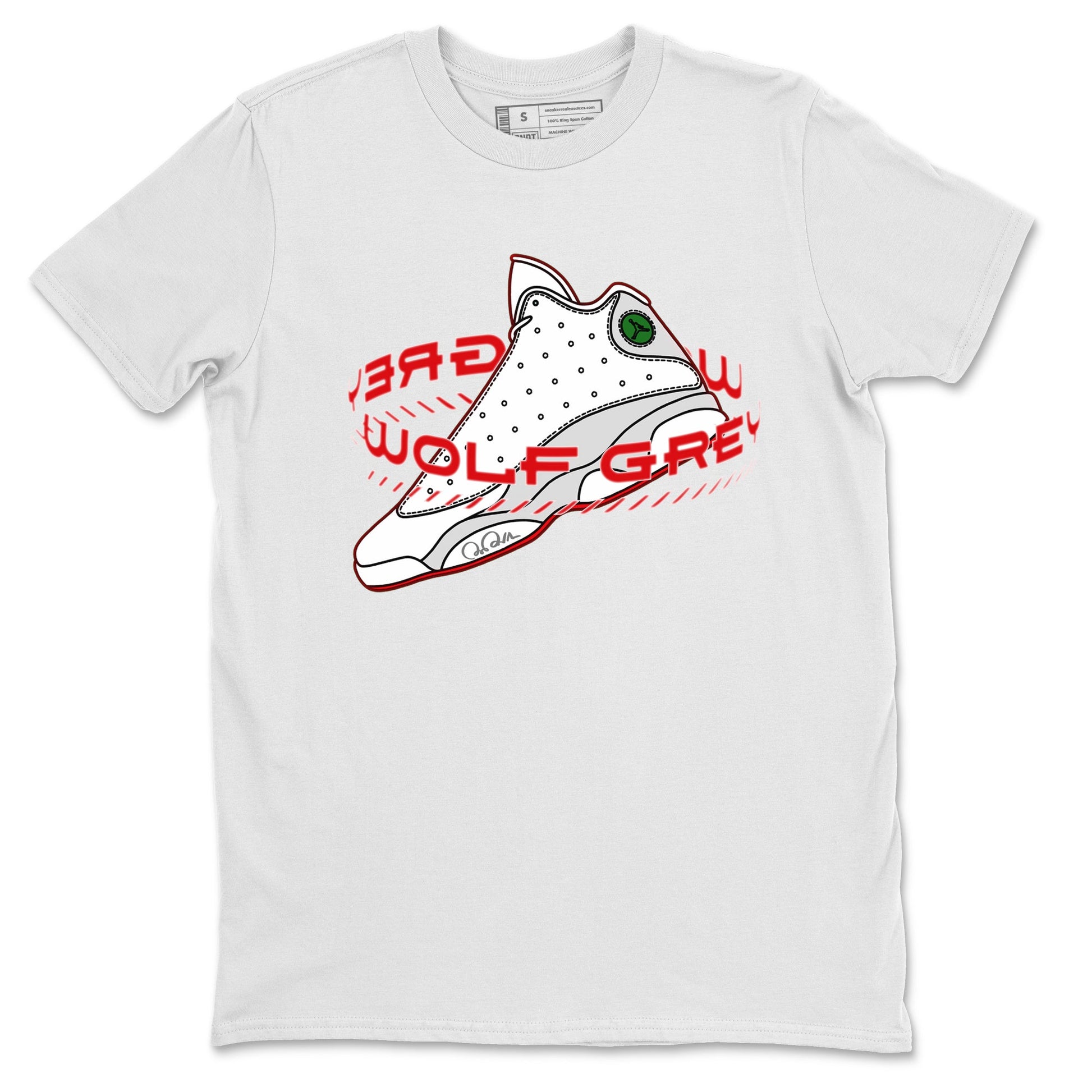 Air Jordan 13 Wolf Grey Sneaker Match Tees Warping Space Sneaker Tees AJ13 Wolf Grey Sneaker Release Tees Unisex Shirts White 2