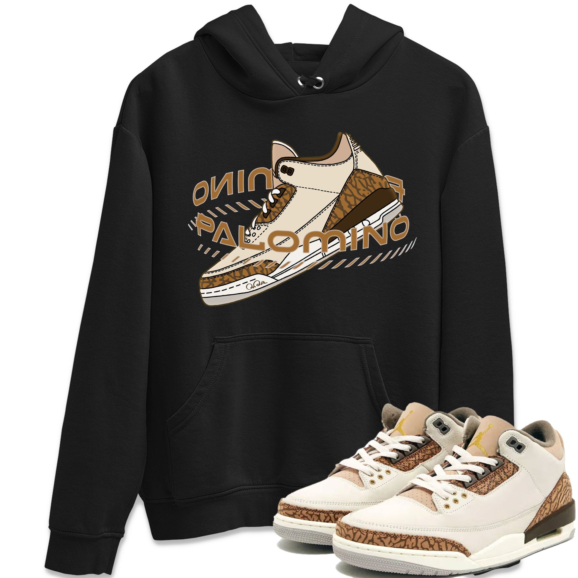 Air Jordan 3 Palomino Sneaker Match Tees Warping Space Sneaker Tees AJ3 Palomino Sneaker Release Tees Unisex Shirts Black 1