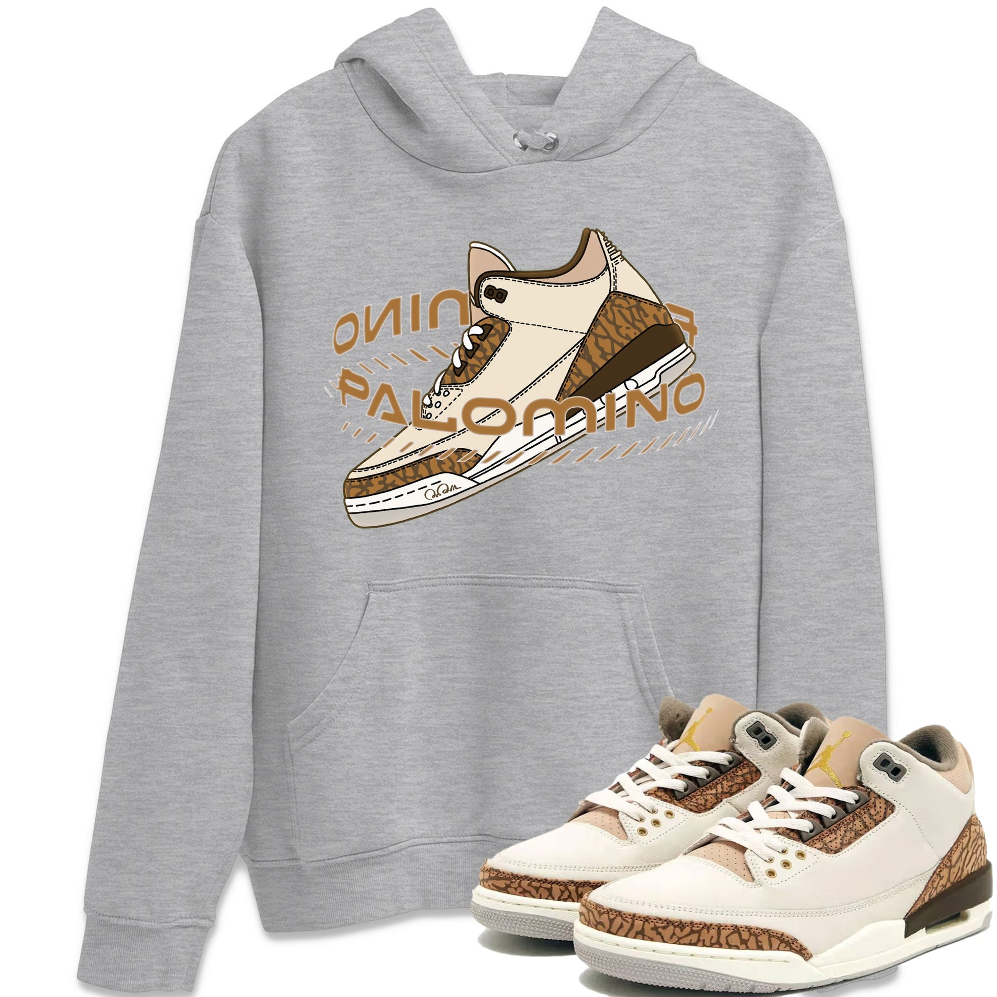 Air Jordan 3 Palomino Sneaker Match Tees Warping Space Sneaker Tees AJ3 Palomino Sneaker Release Tees Unisex Shirts Heather Grey 1
