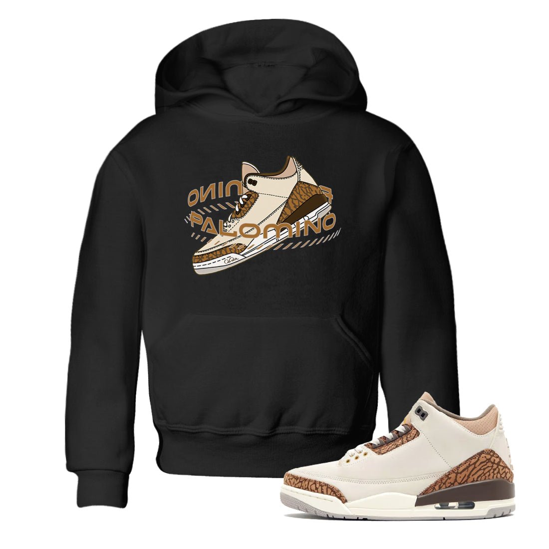 Air Jordan 3 Palomino Sneaker Match Tees Warping Space Sneaker Tees AJ3 Palomino Sneaker Release Tees Kids Shirts Black 1