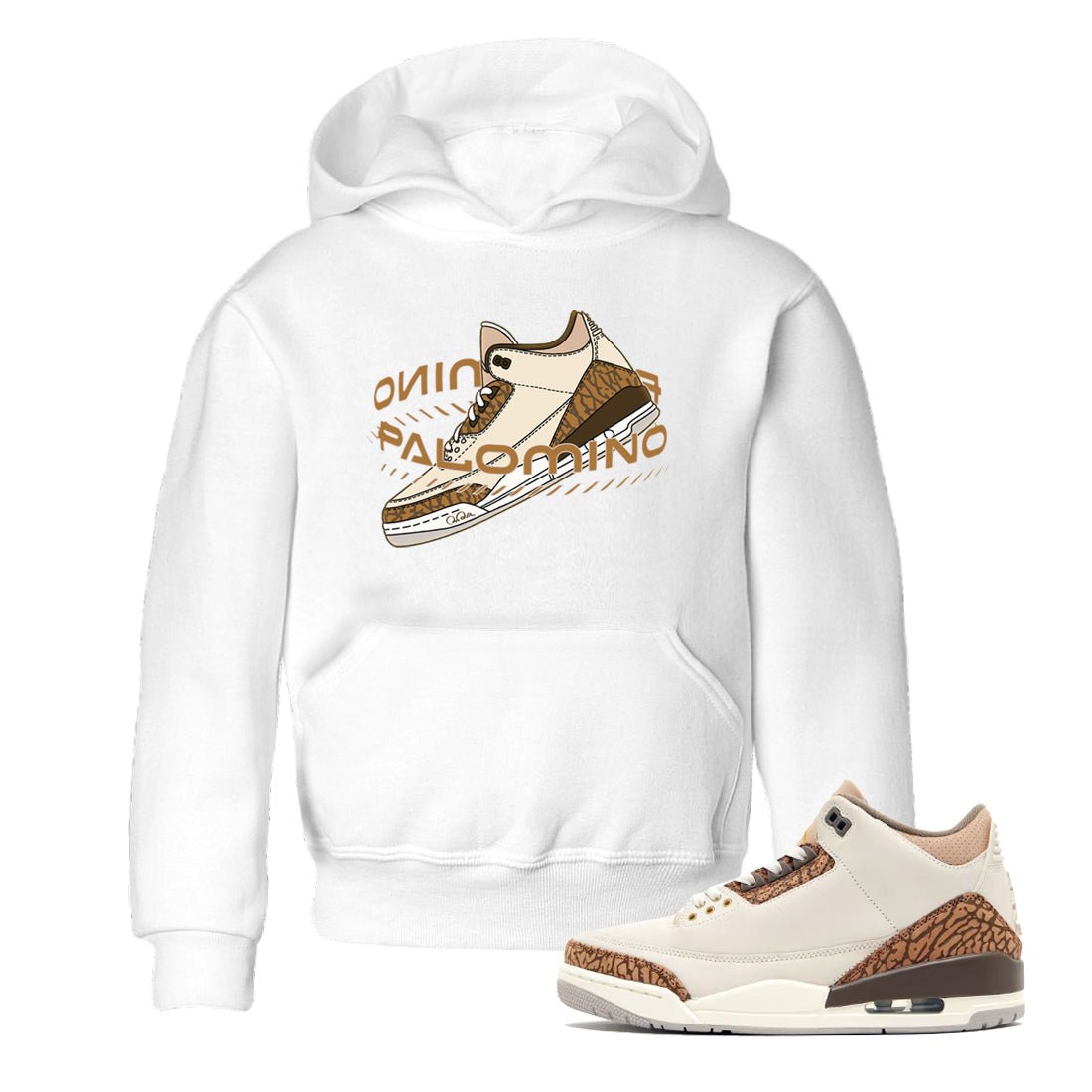 Air Jordan 3 Palomino Sneaker Match Tees Warping Space Sneaker Tees AJ3 Palomino Sneaker Release Tees Kids Shirts White 1