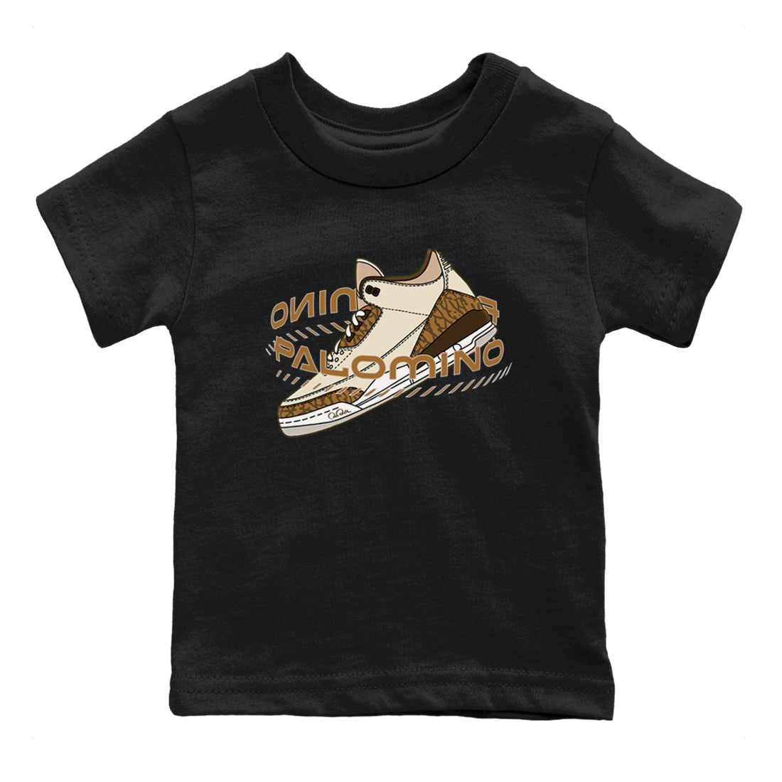 Air Jordan 3 Palomino Sneaker Match Tees Warping Space Sneaker Tees AJ3 Palomino Sneaker Release Tees Kids Shirts Black 2