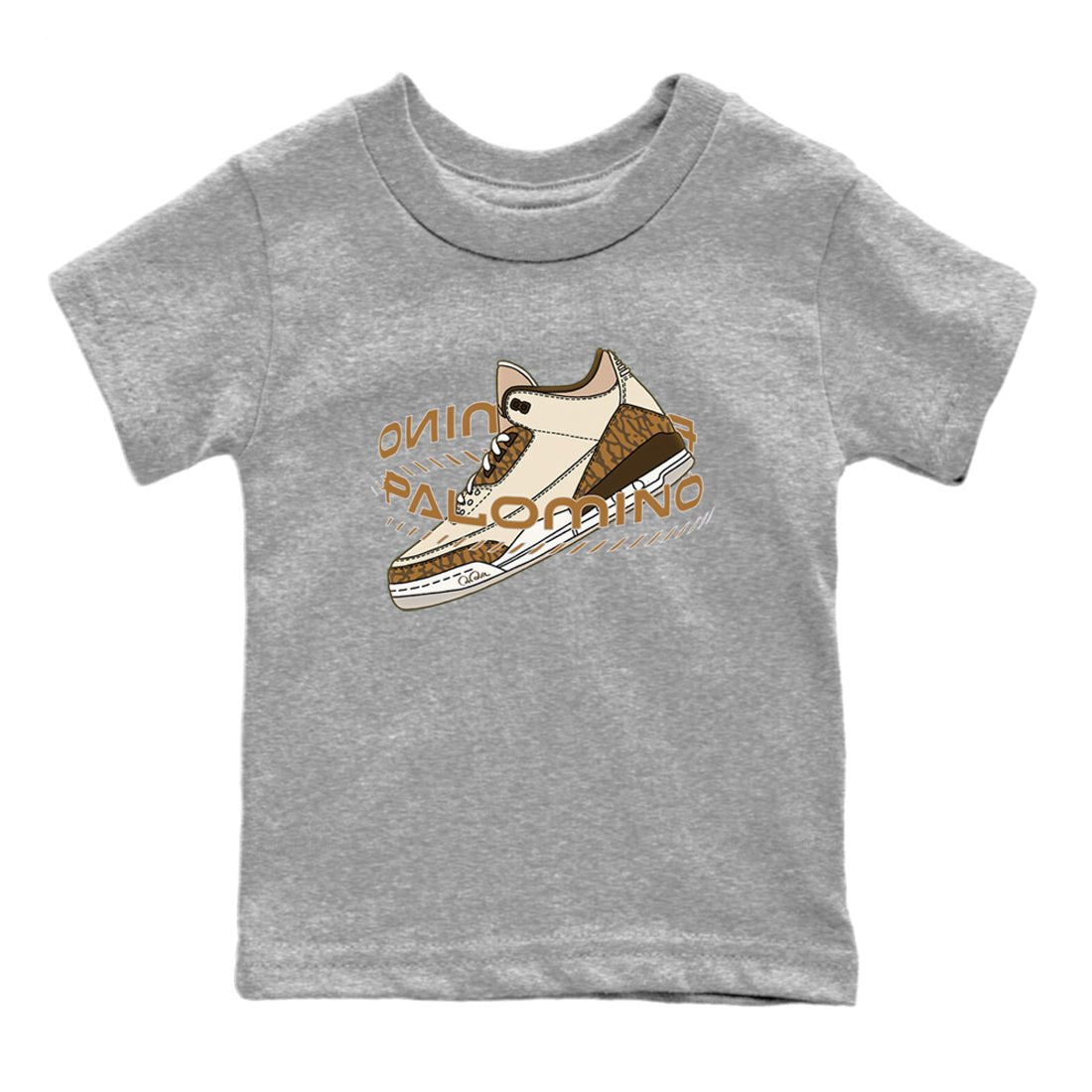 Air Jordan 3 Palomino Sneaker Match Tees Warping Space Sneaker Tees AJ3 Palomino Sneaker Release Tees Kids Shirts Heather Grey 2