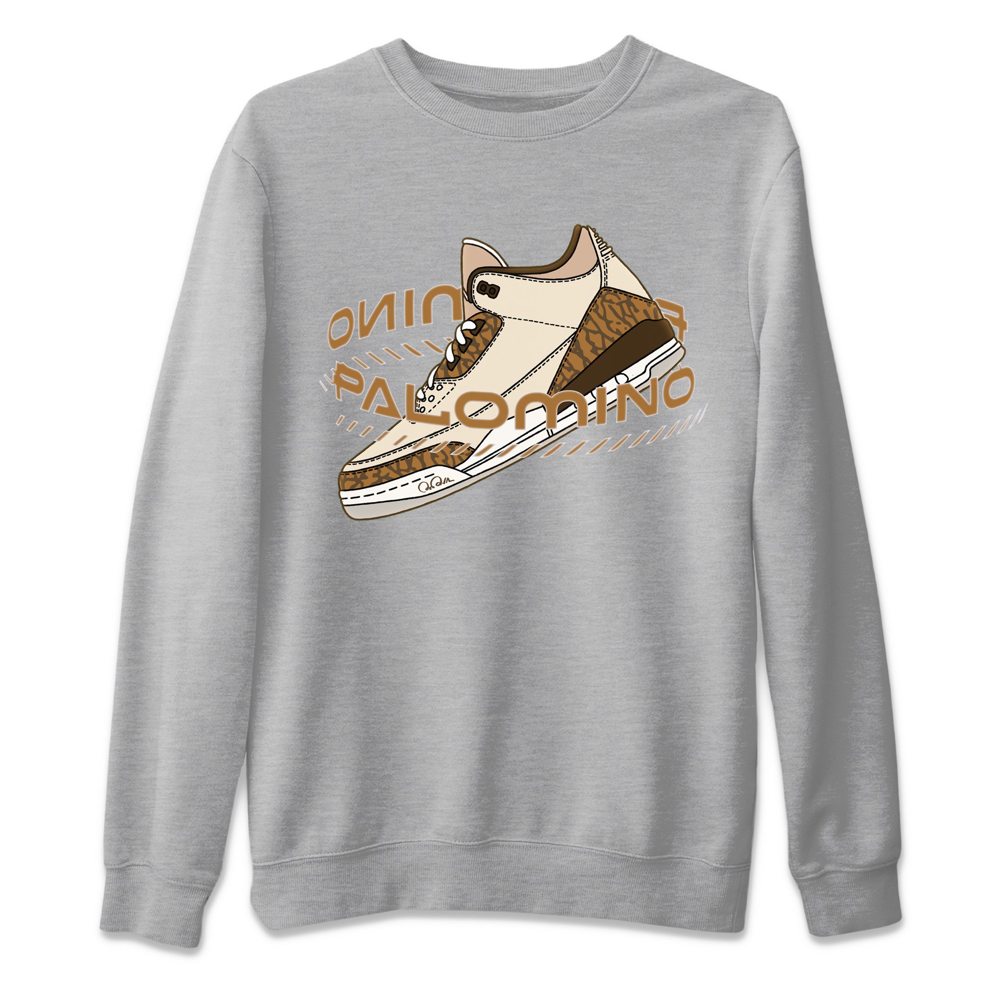 Air Jordan 3 Palomino Sneaker Match Tees Warping Space Sneaker Tees AJ3 Palomino Sneaker Release Tees Unisex Shirts Heather Grey 2
