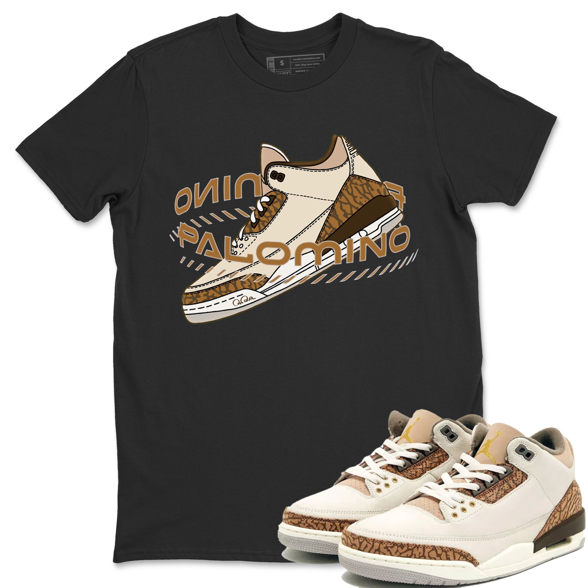 Air Jordan 3 Palomino Sneaker Match Tees Warping Space Sneaker Tees AJ3 Palomino Sneaker Release Tees Unisex Shirts Black 1