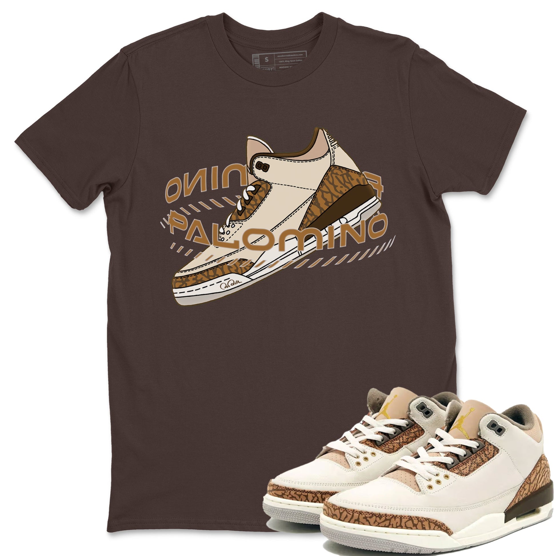 Air Jordan 3 Palomino Sneaker Match Tees Warping Space Sneaker Tees AJ3 Palomino Sneaker Release Tees Unisex Shirts Dark Chocolate 1