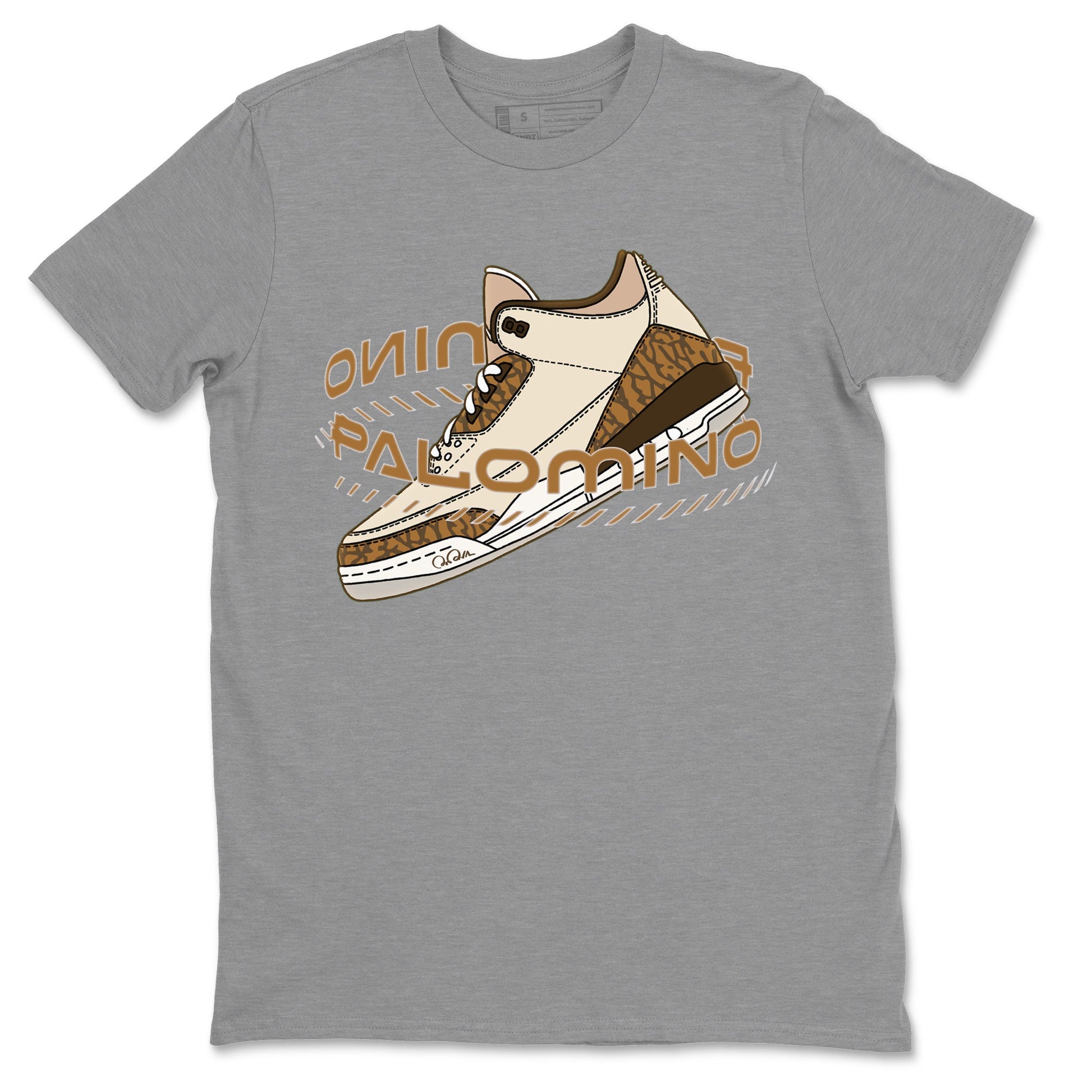 Air Jordan 3 Palomino Sneaker Match Tees Warping Space Sneaker Tees AJ3 Palomino Sneaker Release Tees Unisex Shirts Heather Grey 2