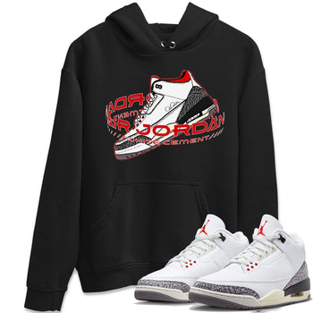 Air Jordan 3 White Cement Sneaker Match Tees Warping Space Sneaker Tees AJ3 White Cement Sneaker Release Tees Unisex Shirts Black 1