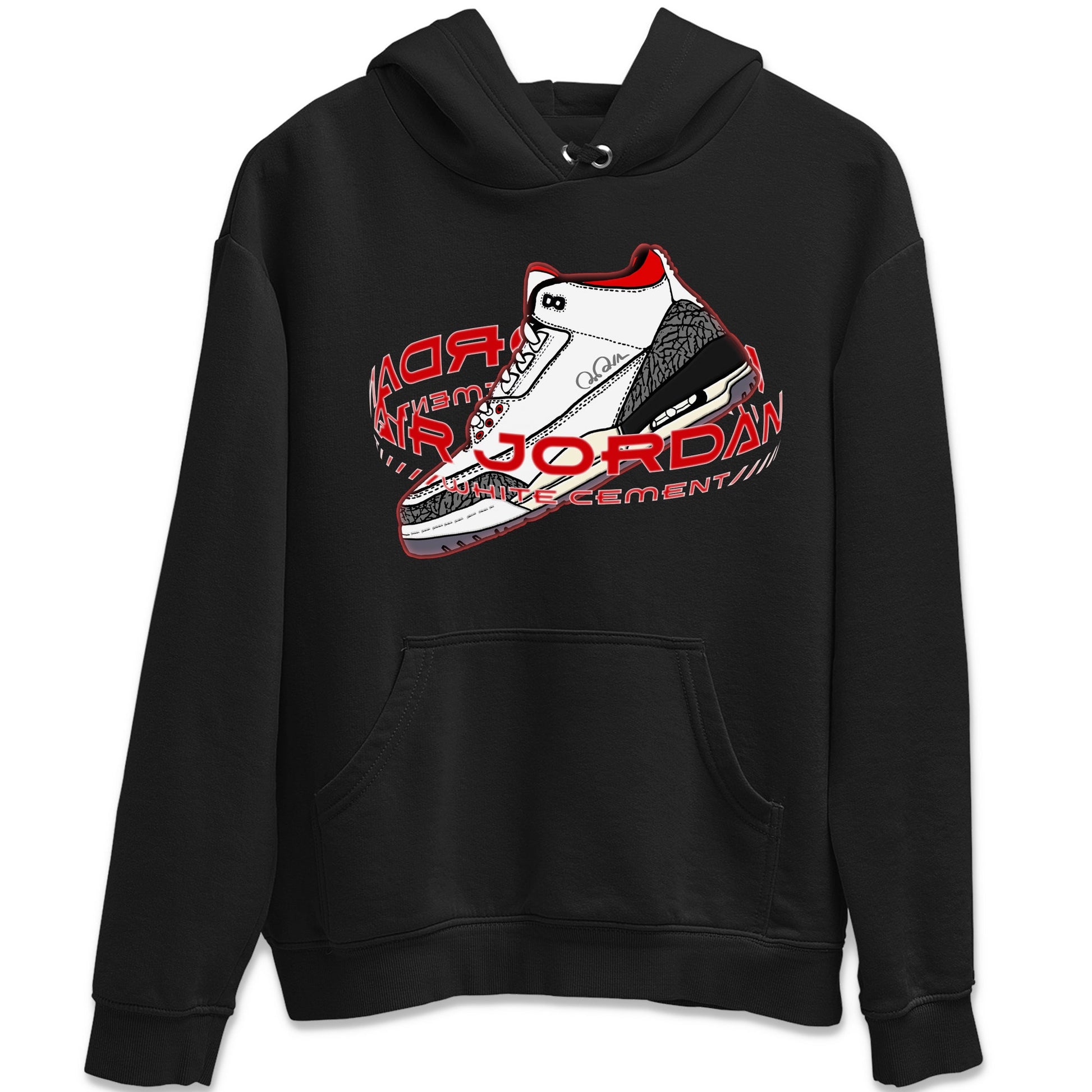 Air Jordan 3 White Cement Sneaker Match Tees Warping Space Sneaker Tees AJ3 White Cement Sneaker Release Tees Unisex Shirts Black 2