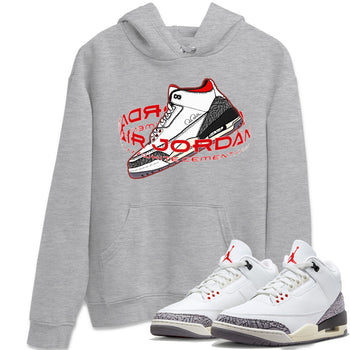 Air Jordan 3 White Cement Sneaker Match Tees Warping Space Sneaker Tees AJ3 White Cement Sneaker Release Tees Unisex Shirts Heather Grey 1