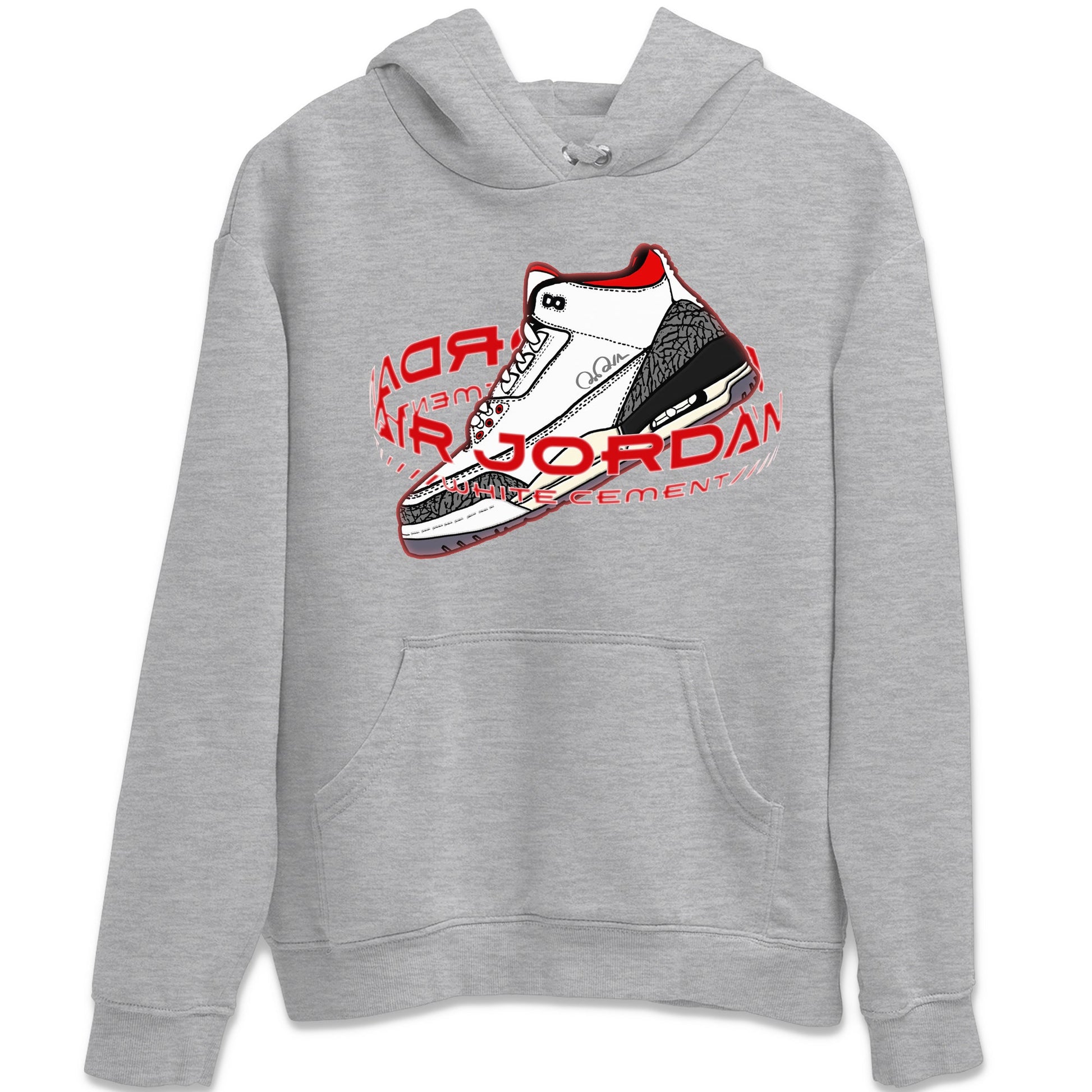Air Jordan 3 White Cement Sneaker Match Tees Warping Space Sneaker Tees AJ3 White Cement Sneaker Release Tees Unisex Shirts Heather Grey 2