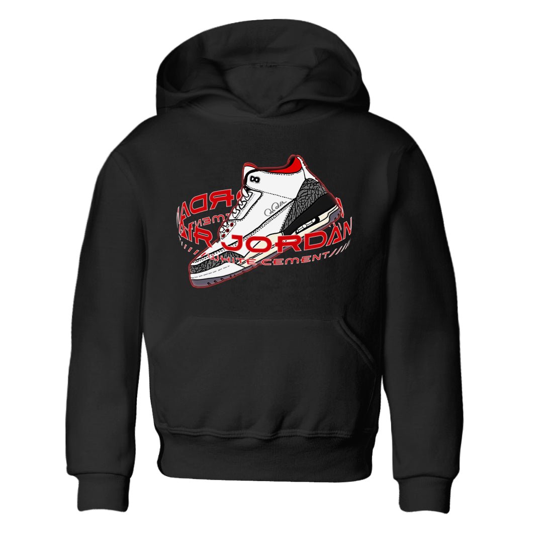 Air Jordan 3 White Cement Sneaker Match Tees Warping Space Sneaker Tees AJ3 White Cement Sneaker Release Tees Kids Shirts Black 2