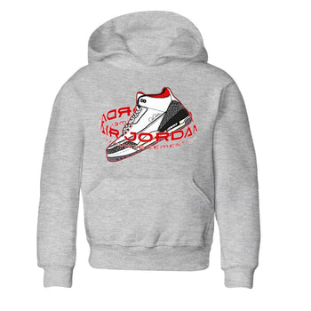 Air Jordan 3 White Cement Sneaker Match Tees Warping Space Sneaker Tees AJ3 White Cement Sneaker Release Tees Kids Shirts Heather Grey 2