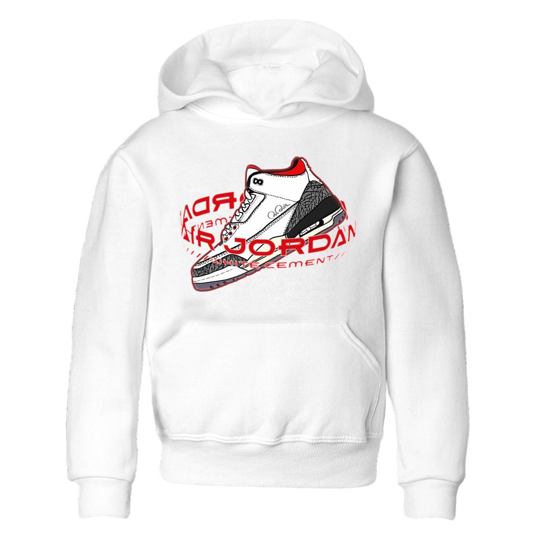 Air Jordan 3 White Cement Sneaker Match Tees Warping Space Sneaker Tees AJ3 White Cement Sneaker Release Tees Kids Shirts White 2