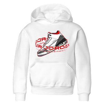Air Jordan 3 White Cement Sneaker Match Tees Warping Space Sneaker Tees AJ3 White Cement Sneaker Release Tees Kids Shirts White 2