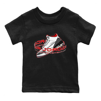 Air Jordan 3 White Cement Sneaker Match Tees Warping Space Sneaker Tees AJ3 White Cement Sneaker Release Tees Kids Shirts Black 2