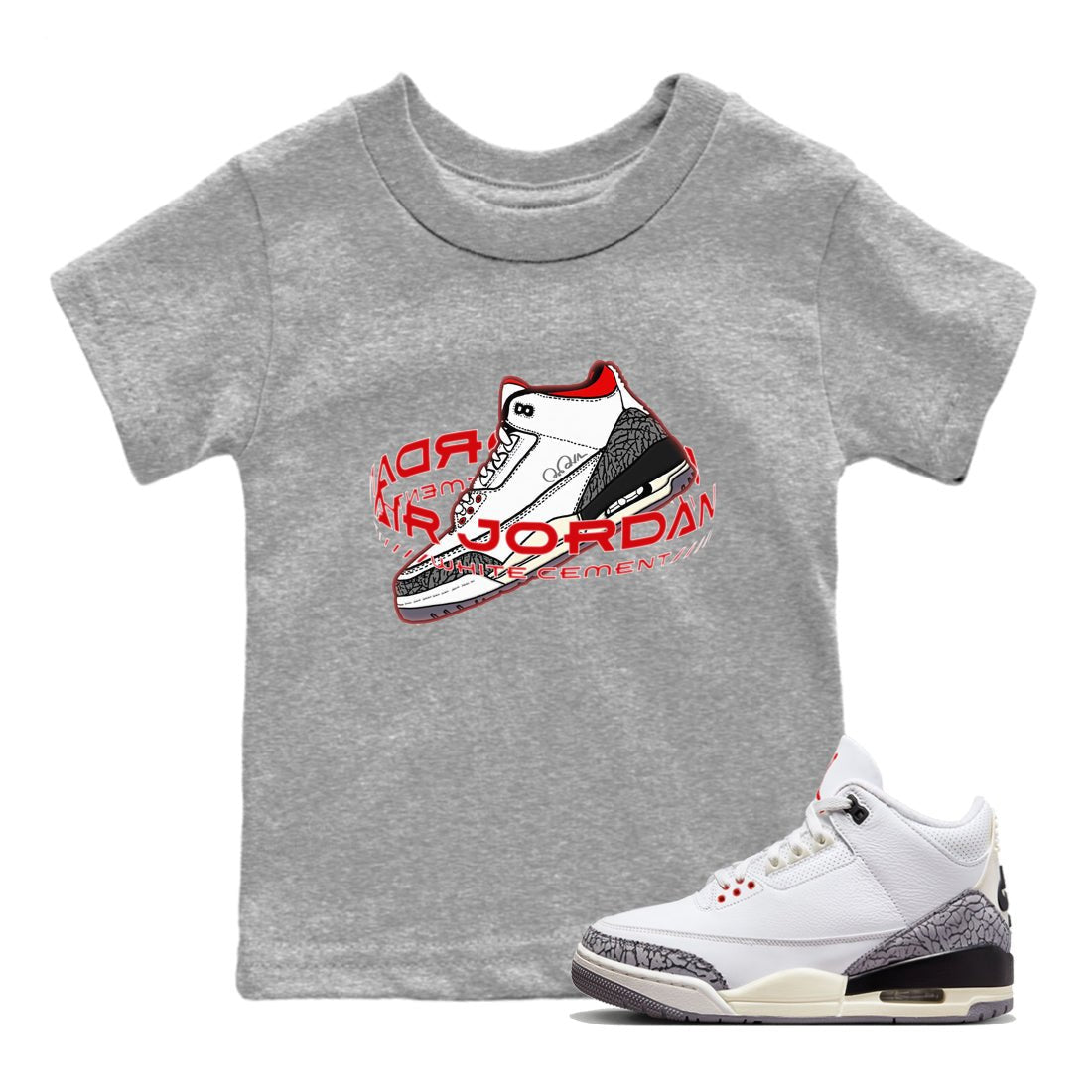 Air Jordan 3 White Cement Warping Space Baby and Kids Sneaker Tees Air Jordan 3 White Cement Kids Sneaker Tees Size Chart