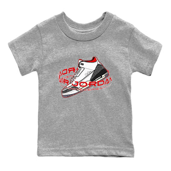 Air Jordan 3 White Cement Sneaker Match Tees Warping Space Sneaker Tees AJ3 White Cement Sneaker Release Tees Kids Shirts Heather Grey 2