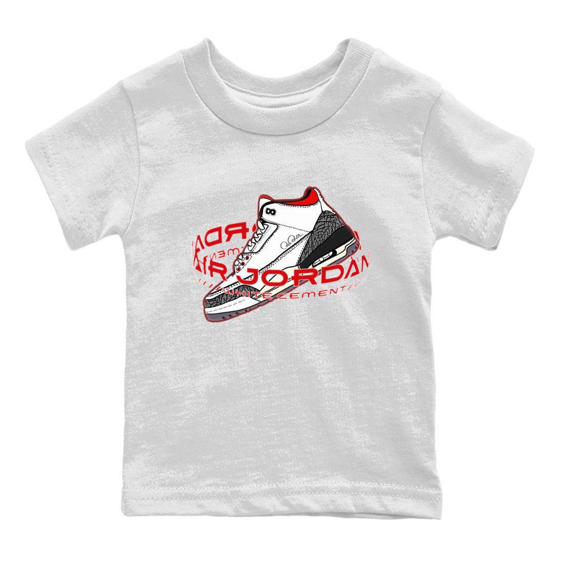 Air Jordan 3 White Cement Sneaker Match Tees Warping Space Sneaker Tees AJ3 White Cement Sneaker Release Tees Kids Shirts White 2