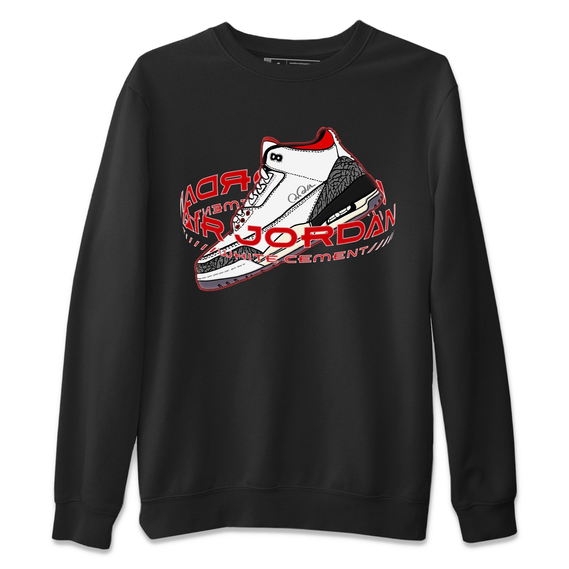Air Jordan 3 White Cement Sneaker Match Tees Warping Space Sneaker Tees AJ3 White Cement Sneaker Release Tees Unisex Shirts Black 2