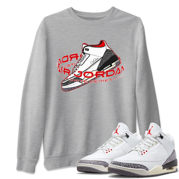 Air Jordan 3 White Cement Sneaker Match Tees Warping Space Sneaker Tees AJ3 White Cement Sneaker Release Tees Unisex Shirts Heather Grey 1