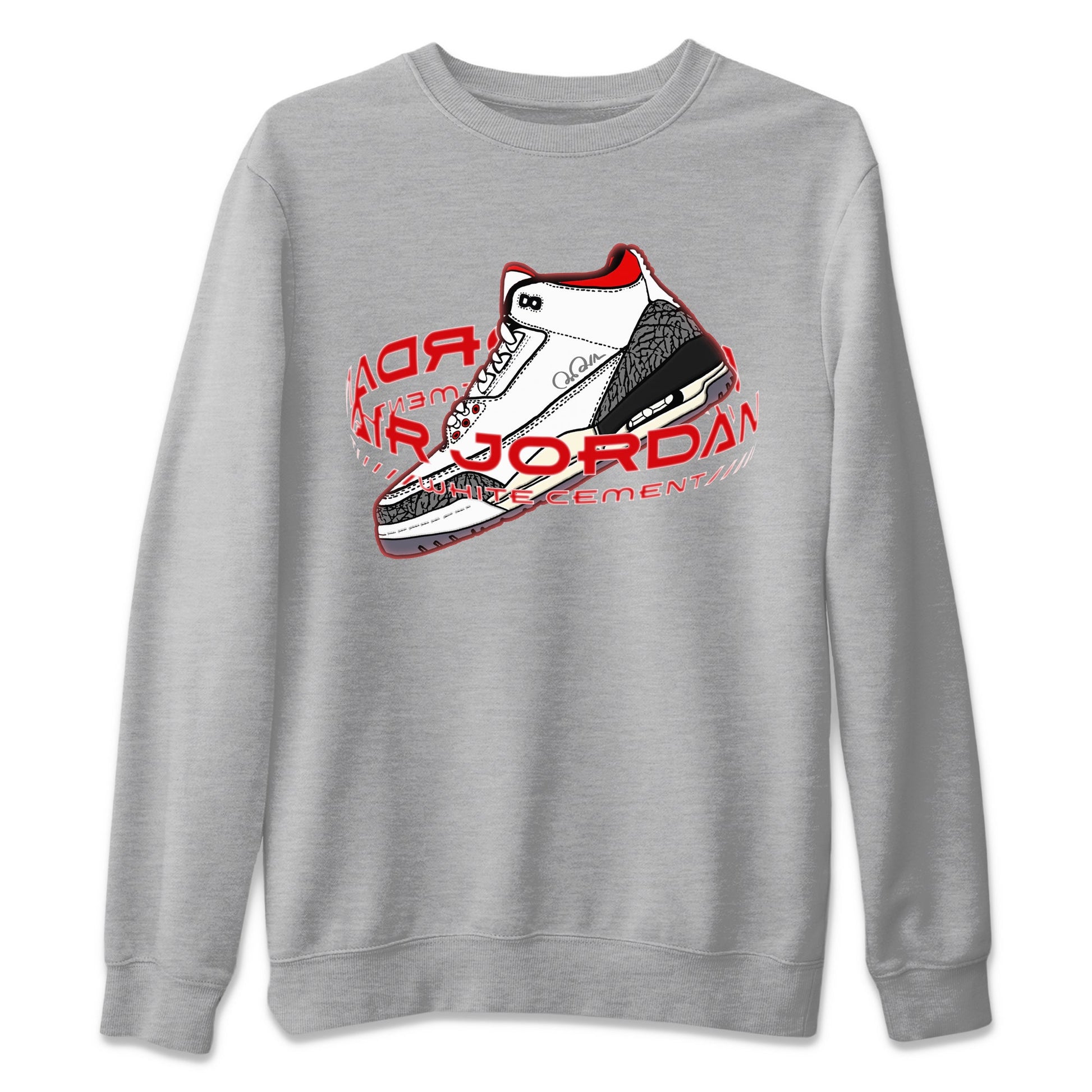 Air Jordan 3 White Cement Sneaker Match Tees Warping Space Sneaker Tees AJ3 White Cement Sneaker Release Tees Unisex Shirts Heather Grey 2