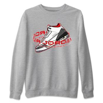 Air Jordan 3 White Cement Sneaker Match Tees Warping Space Sneaker Tees AJ3 White Cement Sneaker Release Tees Unisex Shirts Heather Grey 2
