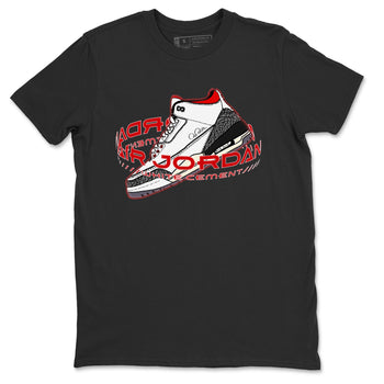 Air Jordan 3 White Cement Sneaker Match Tees Warping Space Sneaker Tees AJ3 White Cement Sneaker Release Tees Unisex Shirts Black 2