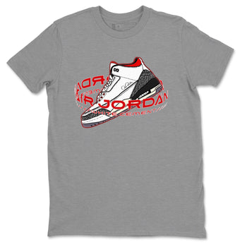 Air Jordan 3 White Cement Sneaker Match Tees Warping Space Sneaker Tees AJ3 White Cement Sneaker Release Tees Unisex Shirts Heather Grey 2