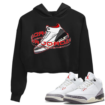 Air Jordan 3 White Cement Sneaker Match Tees Warping Space Sneaker Tees AJ3 White Cement Sneaker Release Tees Women's Shirts Black 1