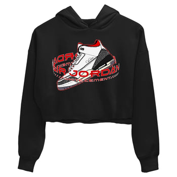 Air Jordan 3 White Cement Sneaker Match Tees Warping Space Sneaker Tees AJ3 White Cement Sneaker Release Tees Women's Shirts Black 2
