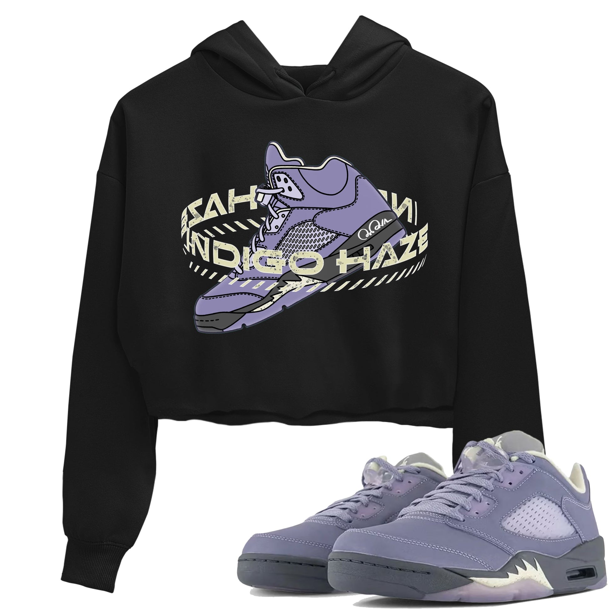 Air Jordan 5 Indigo Haze Sneaker Match Tees Warping Space Sneaker Tees AJ5 Indigo Haze Sneaker Release Tees Women's Shirts Black 1