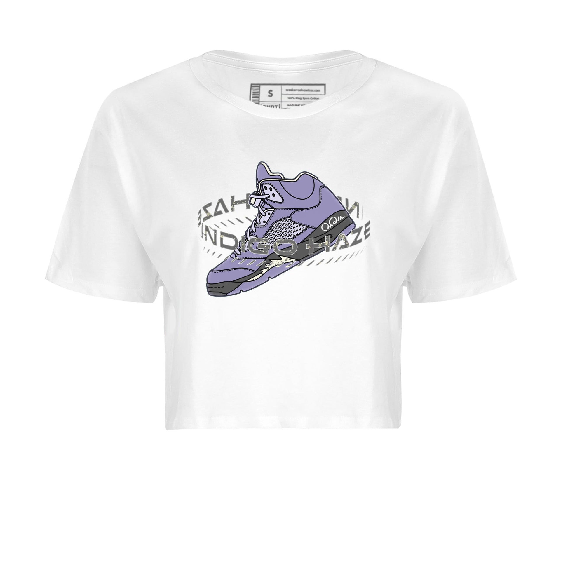 Air Jordan 5 Indigo Haze Sneaker Match Tees Warping Space Sneaker Tees AJ5 Indigo Haze Sneaker Release Tees Women's Shirts White 2