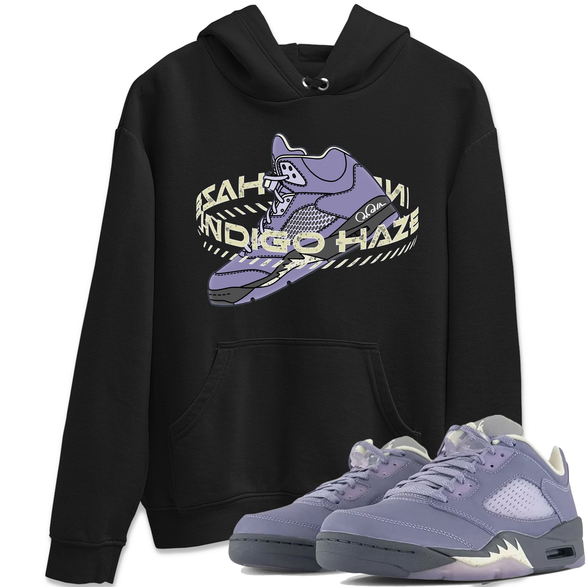 Air Jordan 5 Indigo Haze Sneaker Match Tees Warping Space Sneaker Tees AJ5 Indigo Haze Sneaker Release Tees Unisex Shirts Black 1