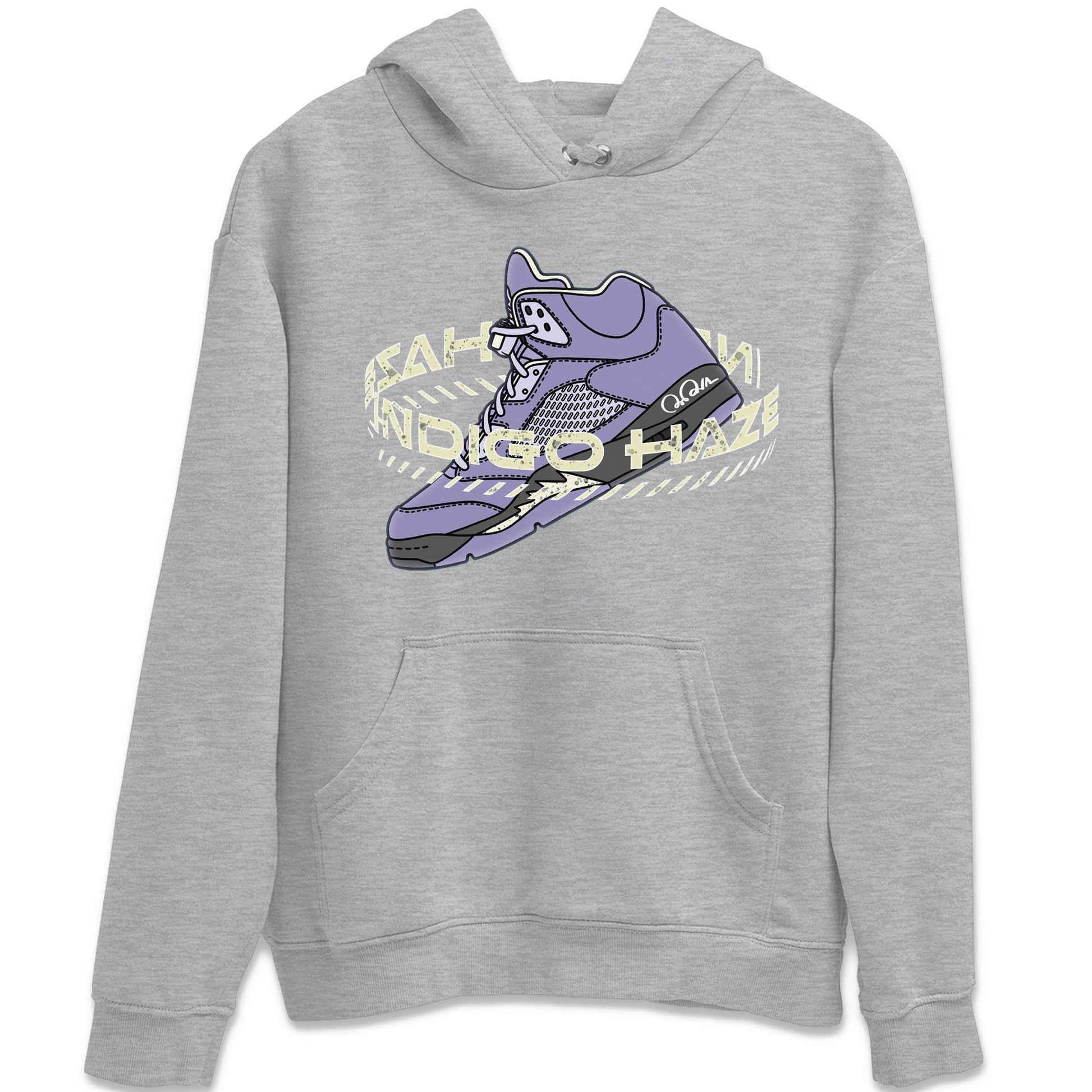 Air Jordan 5 Indigo Haze Sneaker Match Tees Warping Space Sneaker Tees AJ5 Indigo Haze Sneaker Release Tees Unisex Shirts Heather Grey 2