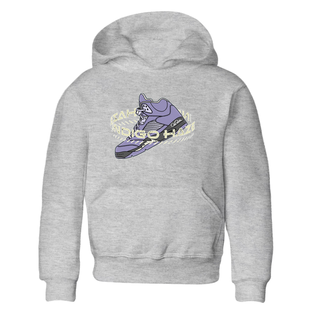 Air Jordan 5 Indigo Haze Sneaker Match Tees Warping Space Sneaker Tees AJ5 Indigo Haze Sneaker Release Tees Kids Shirts Heather Grey 2