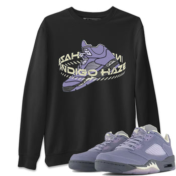 Air Jordan 5 Indigo Haze Sneaker Match Tees Warping Space Sneaker Tees AJ5 Indigo Haze Sneaker Release Tees Unisex Shirts Black 1