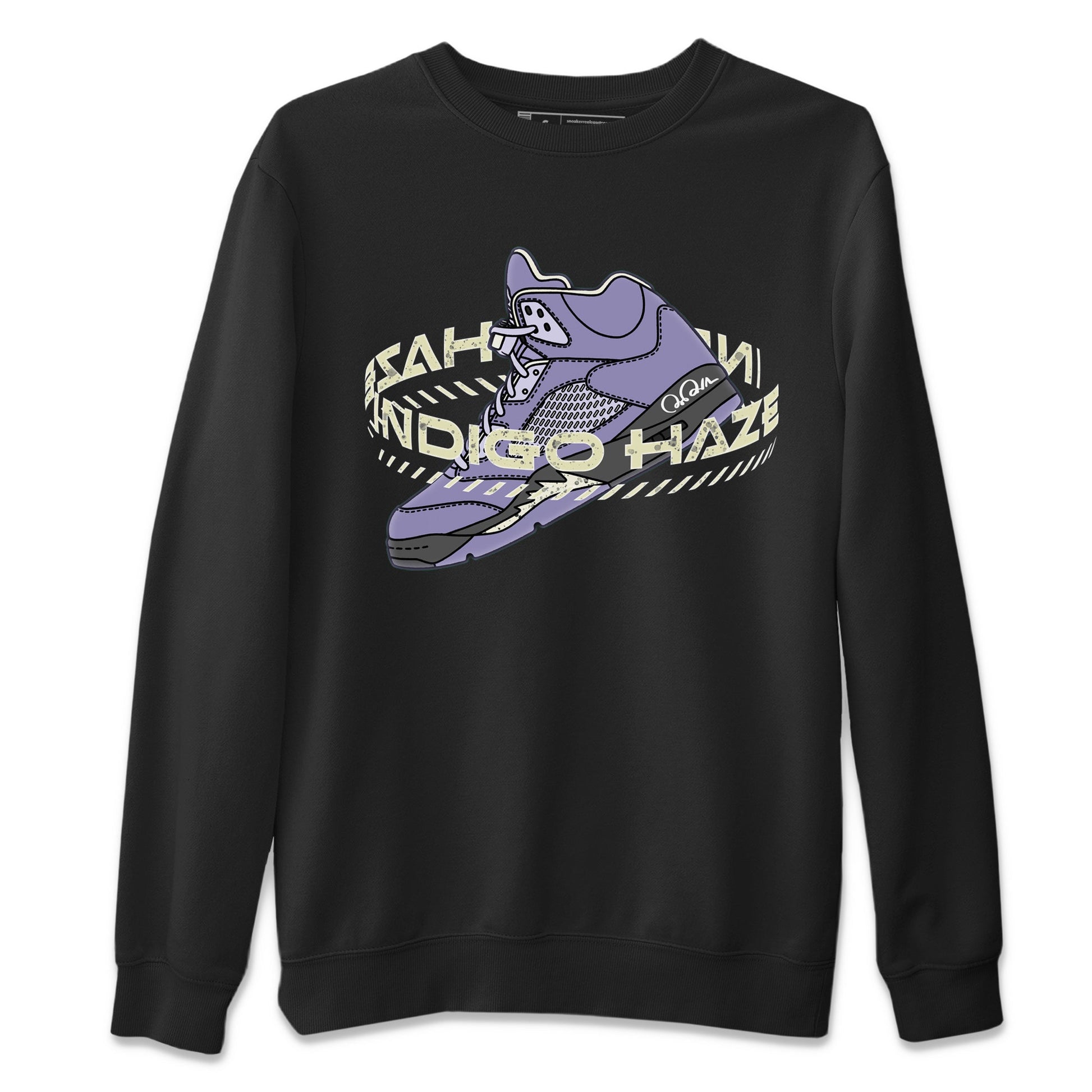 Air Jordan 5 Indigo Haze Sneaker Match Tees Warping Space Sneaker Tees AJ5 Indigo Haze Sneaker Release Tees Unisex Shirts Black 2