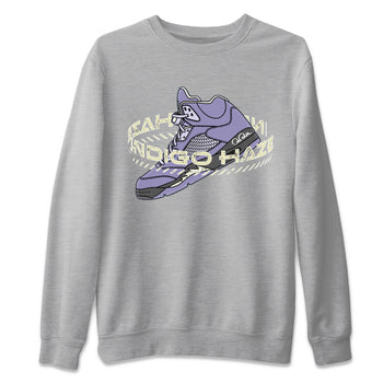 Air Jordan 5 Indigo Haze Sneaker Match Tees Warping Space Sneaker Tees AJ5 Indigo Haze Sneaker Release Tees Unisex Shirts Heather Grey 2