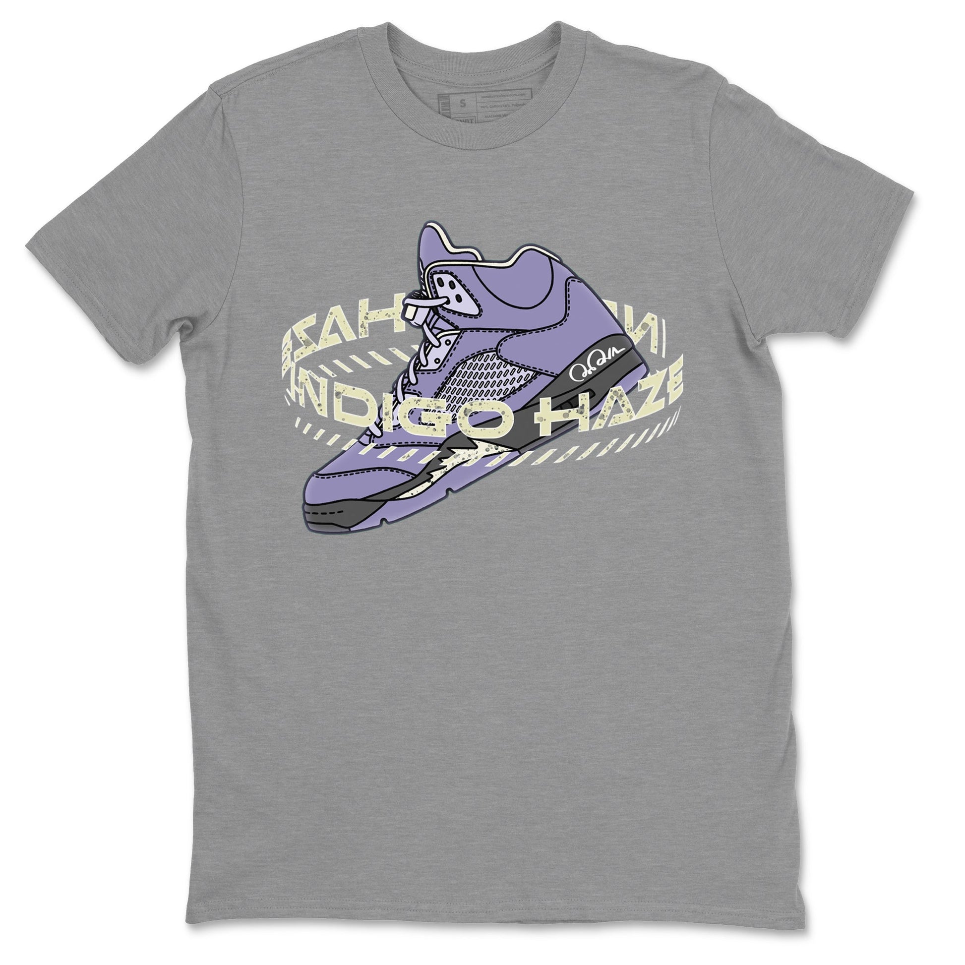 Air Jordan 5 Indigo Haze Sneaker Match Tees Warping Space Sneaker Tees AJ5 Indigo Haze Sneaker Release Tees Unisex Shirts Heather Grey 2