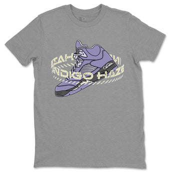 Air Jordan 5 Indigo Haze Sneaker Match Tees Warping Space Sneaker Tees AJ5 Indigo Haze Sneaker Release Tees Unisex Shirts Heather Grey 2