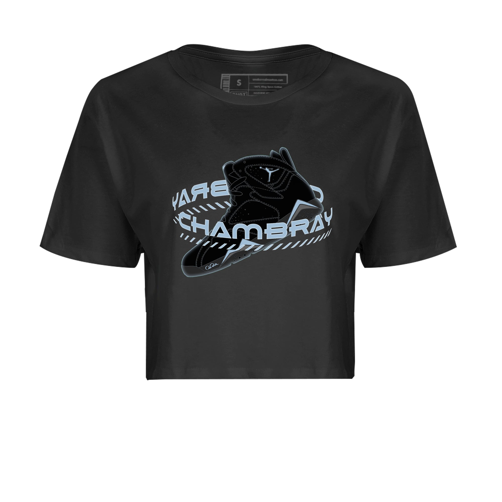 Air Jordan 7 Chambray Sneaker Match Tees Warping Space Sneaker Tees AJ7 Chambray Sneaker Release Tees Women's Shirts Black 2