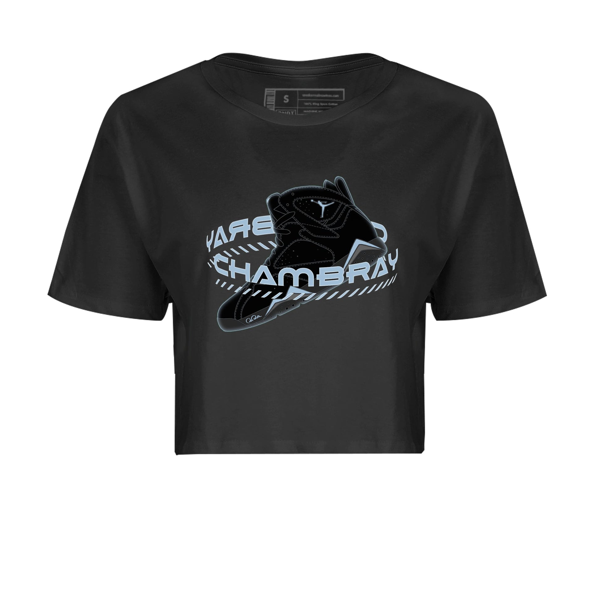 Air Jordan 7 Chambray Sneaker Match Tees Warping Space Sneaker Tees AJ7 Chambray Sneaker Release Tees Women's Shirts Black 2