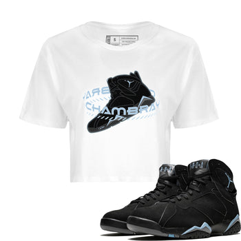 Air Jordan 7 Chambray Sneaker Match Tees Warping Space Sneaker Tees AJ7 Chambray Sneaker Release Tees Women's Shirts White 1