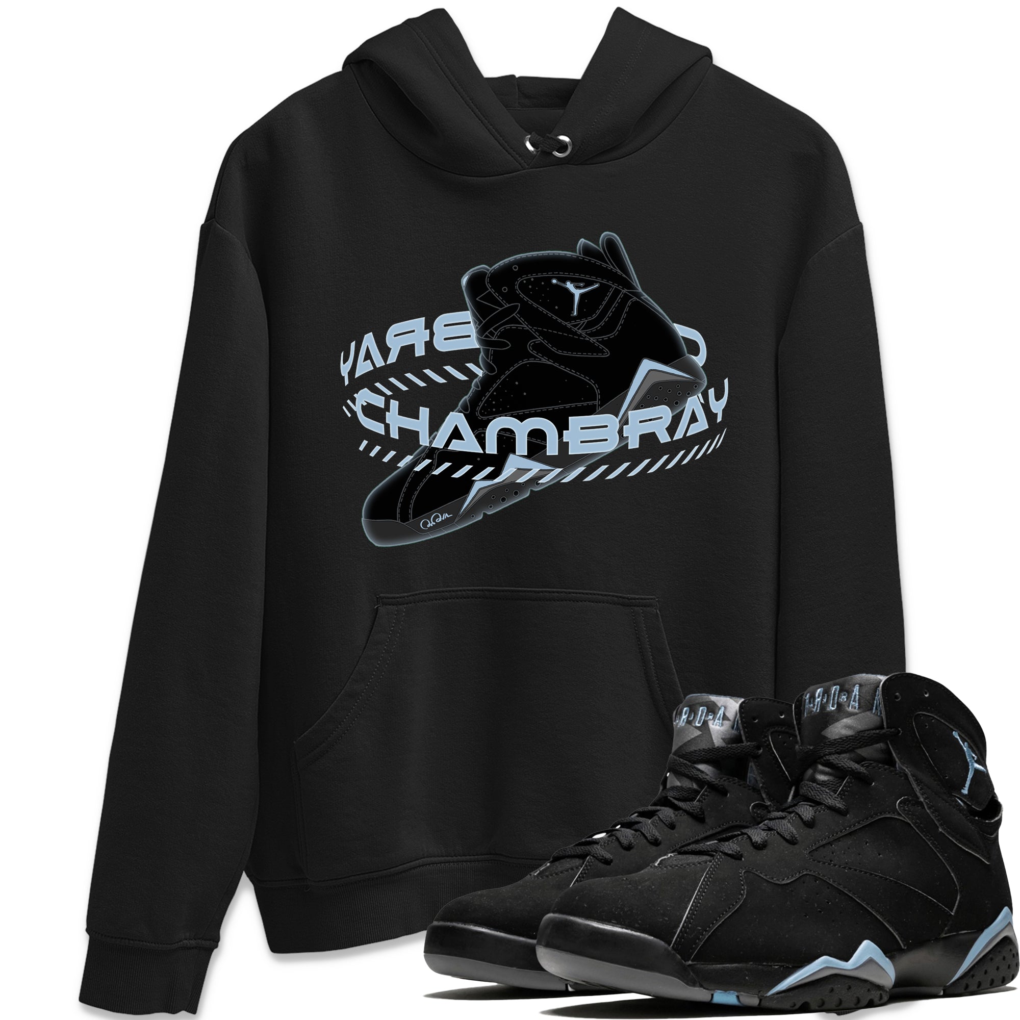 Air Jordan 7 Chambray Sneaker Match Tees Warping Space Sneaker Tees AJ7 Chambray Sneaker Release Tees Unisex Shirts Black 1
