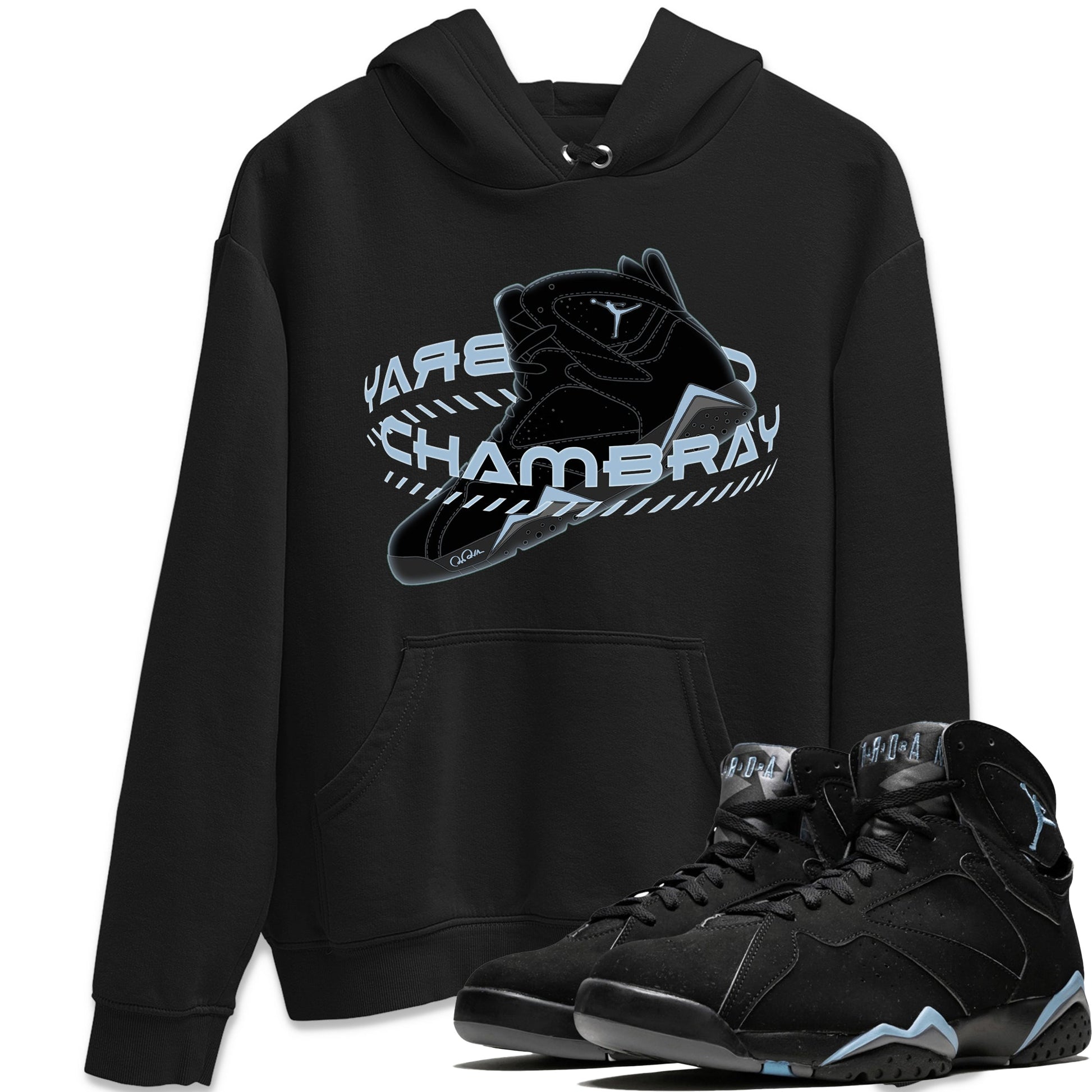 Air Jordan 7 Chambray Sneaker Match Tees Warping Space Sneaker Tees AJ7 Chambray Sneaker Release Tees Unisex Shirts Black 1