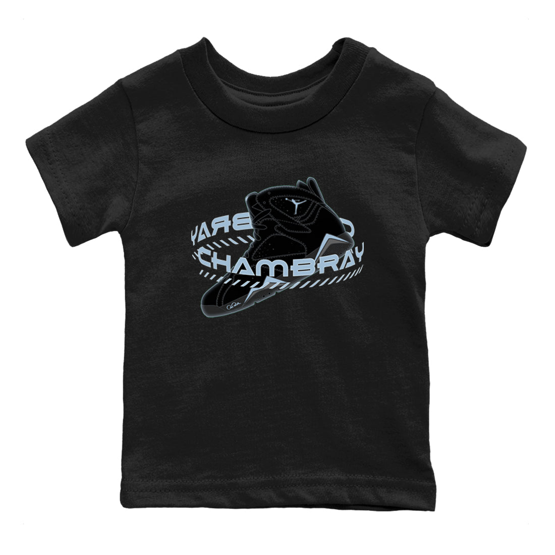 Air Jordan 7 Chambray Sneaker Match Tees Warping Space Sneaker Tees AJ7 Chambray Sneaker Release Tees Kids Shirts Black 2