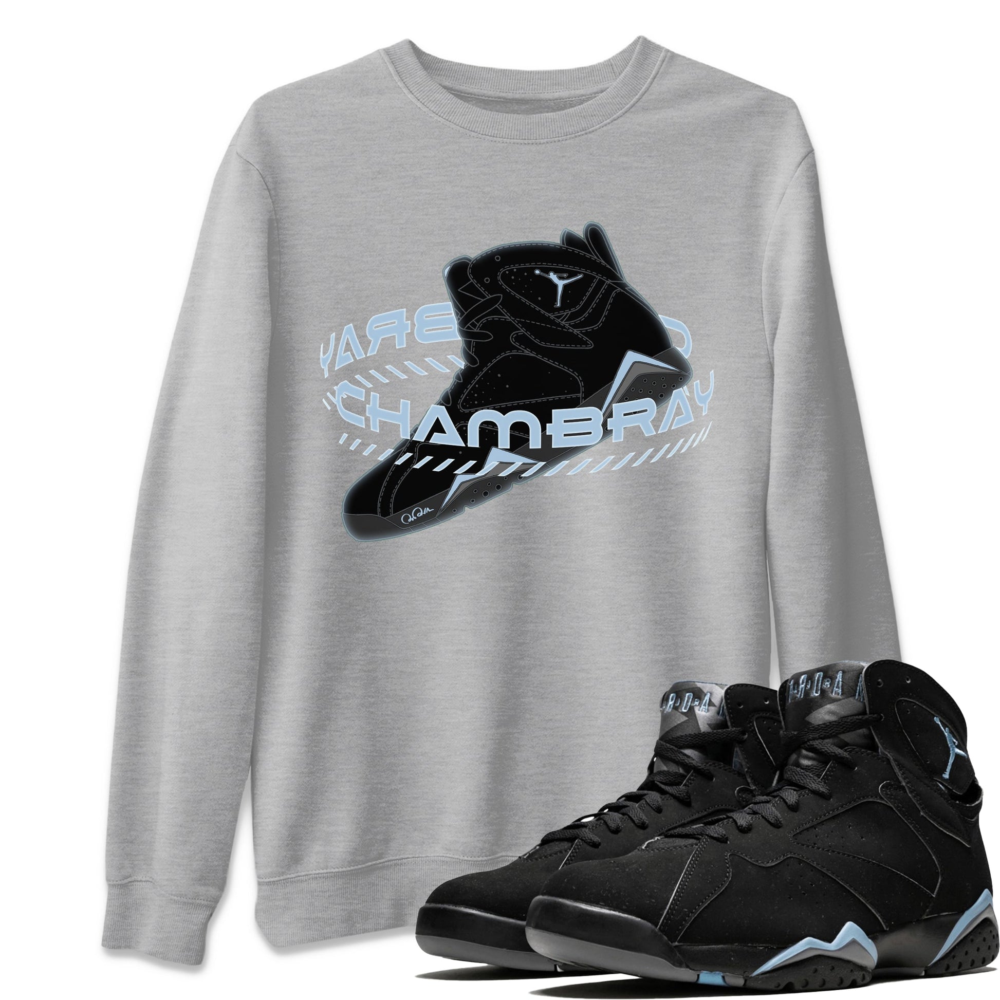 Air Jordan 7 Chambray Sneaker Match Tees Warping Space Sneaker Tees AJ7 Chambray Sneaker Release Tees Unisex Shirts Heather Grey 1