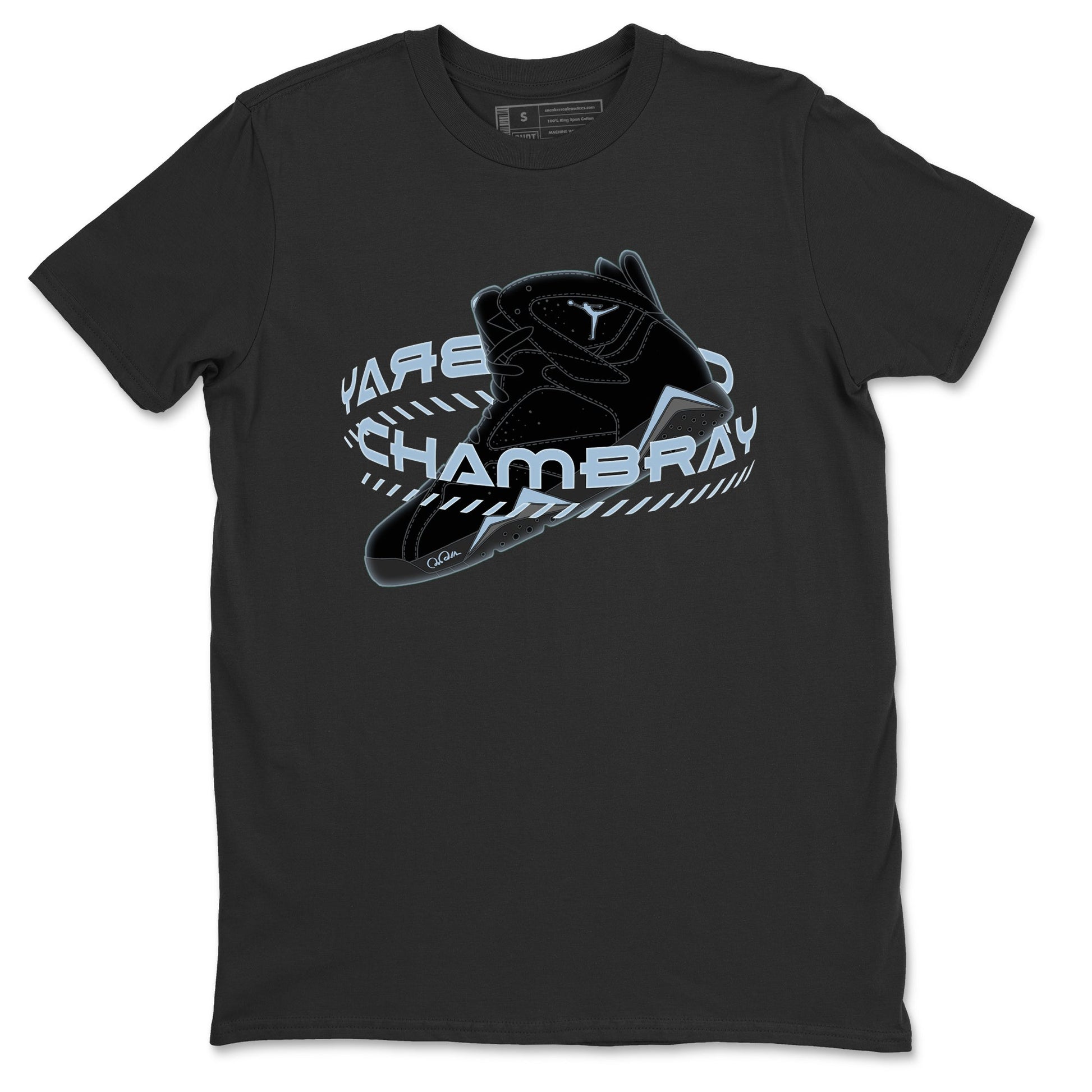 Air Jordan 7 Chambray Sneaker Match Tees Warping Space Sneaker Tees AJ7 Chambray Sneaker Release Tees Unisex Shirts Black 2