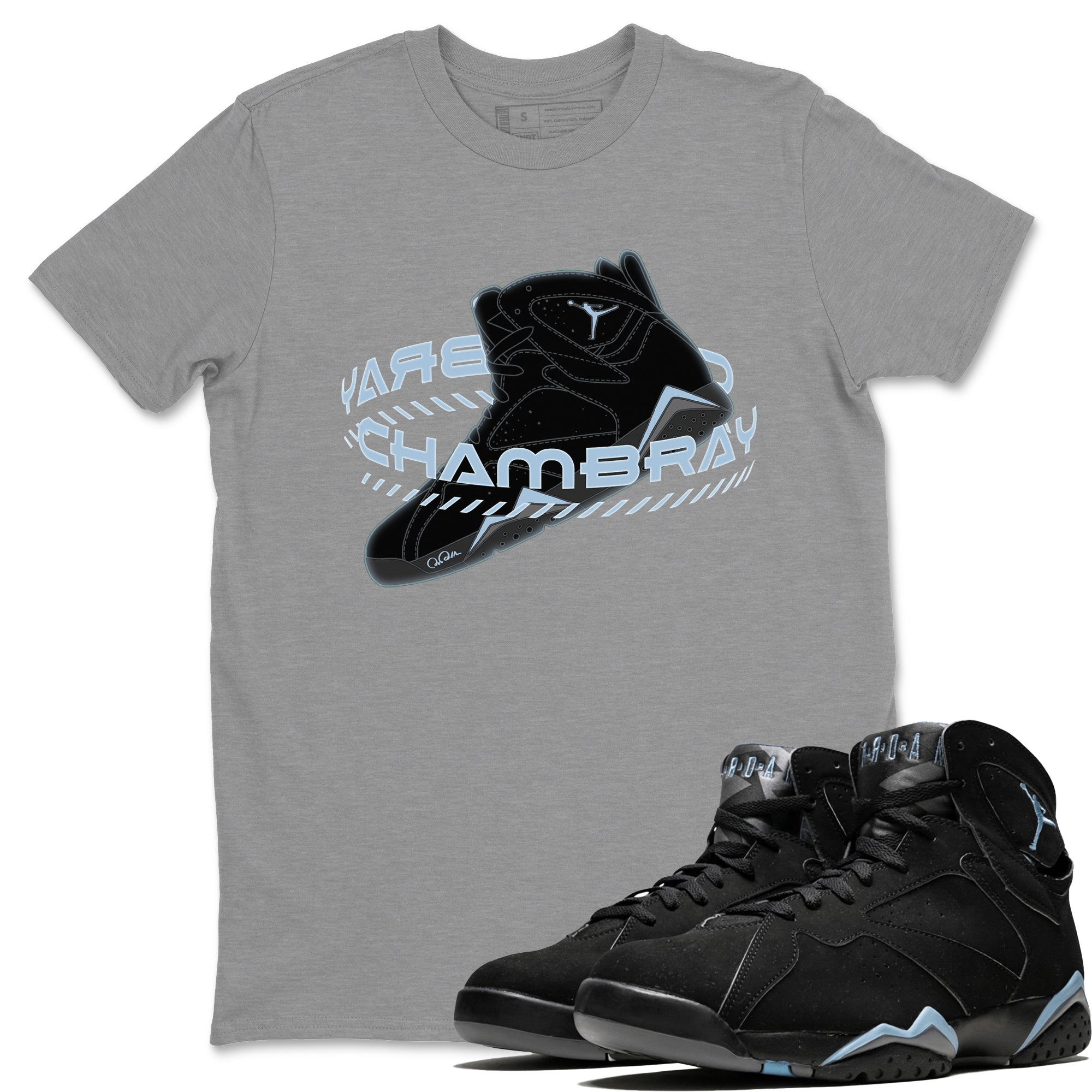 Air Jordan 7 Chambray Sneaker Match Tees Warping Space Sneaker Tees AJ7 Chambray Sneaker Release Tees Unisex Shirts Heather Grey 1